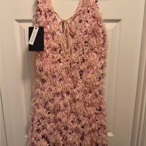 Layered With Love Misa Feather Sequin V-Neck Sleeveless Mini Dress